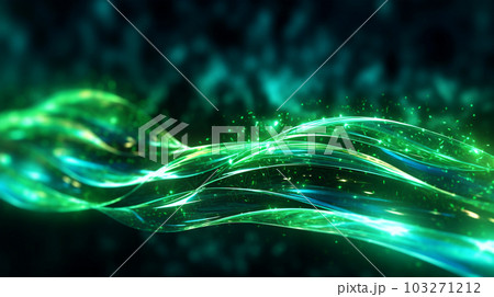 Abstract futuristic background with glowing neon wave lines, bokeh, for postcards, wallpaper and posters. Generated AI Abstract futuristic background with glowing neon wave lines, bokeh, for postcards, wallpaper and posters. Generated AI 103271212