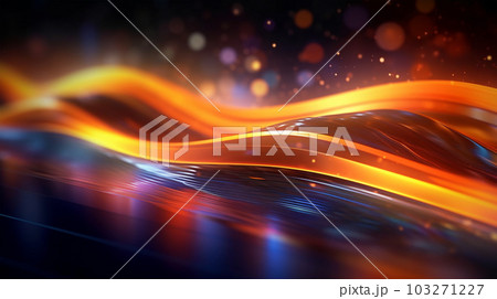 Abstract futuristic background with glowing neon wave lines, bokeh, for postcards, wallpaper and posters. Generated AI 103271227
