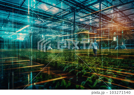 Modern Intelligent Glass Greenhouse for Agriculture. 103271540
