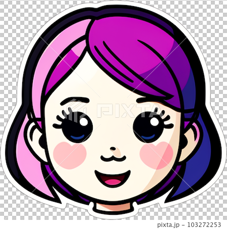 Sticker with a girl head - Stock Illustration [103272253] - PIXTA