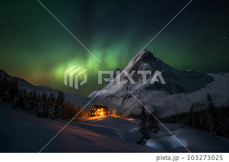 Aurora Swiss mountain star snow winter Aurora Swiss mountain star snow winter 103273025