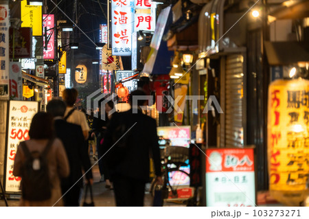 《東京都》賑わう路地裏飲み屋街・慶応仲通り商店街 《東京都》賑わう路地裏飲み屋街・慶応仲通り商店街 103273271