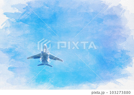 [岐阜県]航空自衛隊岐阜基地の戦闘機の水彩画 103273880