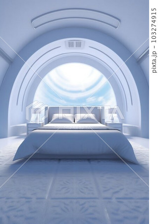 Premium AI Image | A holographic smart modern hightech scifi cyberpunk futuristic  bedroom interior 3d home decor