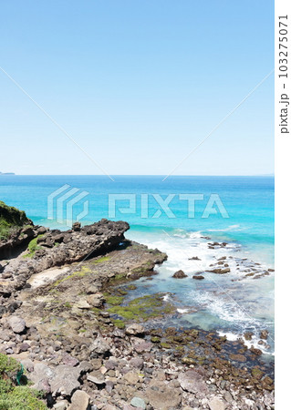 青い海白い波伊豆半島下田綺麗な海岸風景 103275071