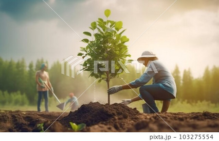 Planting Tree, World Save Life, and Plant a Tree. Generative ai 103275554