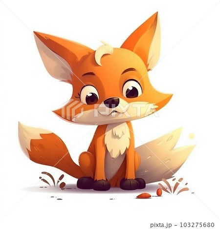 Funny Fox Cartoon Character Illustration Isolated on White Background. Generative ai 103275680