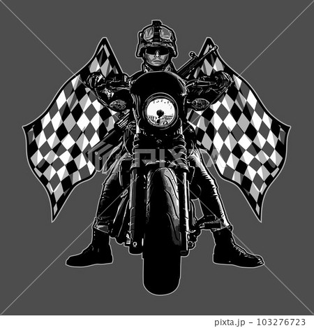 army biker and checkered flag 103276723