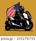 big automatic scooter with american flag background 103276735
