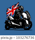 big automatic scooter with british flag background 103276736