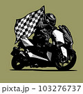 big automatic scooter with checkered flag background 103276737