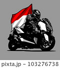 big automatic scooter with indonesian flag background 103276738