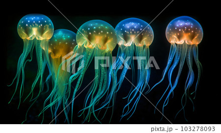 深海に潜む発光イカ Bioluminescent squid 103278093