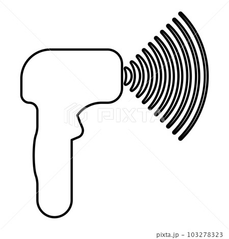 Emitter of waves electron gun manual thermometer forehead infrared device for measuring temperature non-contact contactless digital contour outline line icon black color vector illustration image Emitter of waves electron gun manual thermometer forehead infrared device for measuring temperature non-contact contactless digital contour outline line icon black color vector illustration image 103278323