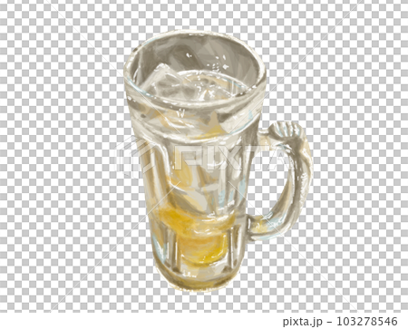 冷えたジョッキに入ったハイボールの手描き風イラスト 冷えたジョッキに入ったハイボールの手描き風イラスト 103278546