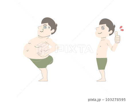 ダイエット　太る　痩せる　男性　セット素材 103278595