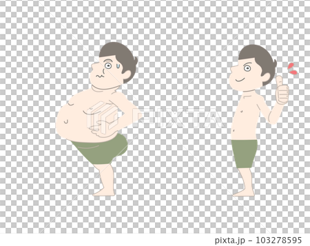 ダイエット　太る　痩せる　男性　セット素材 103278595
