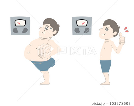 ダイエット　太る　痩せる　男性　体重計　セット素材 103278602