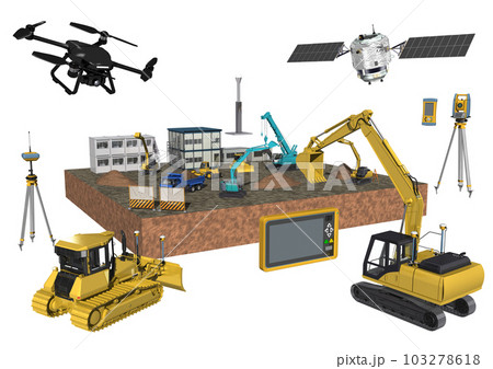 ICT建設　ICT建機　ICT施工　ICT土木　ICT工法(3DCGイメージ) 103278618