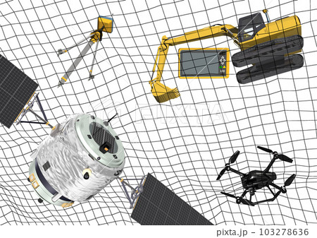 ICT建設　ICT建機　ICT施工　ICT土木　ICT工法(3DCGイメージ)ワイヤーフレーム 103278636