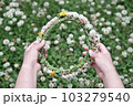 初夏の身近な花シロツメクサの花冠 103279540