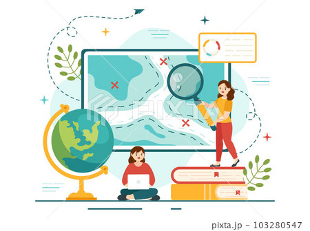 Geologist Vector Illustration with Soil Analysis and Features of the Earth for Science, Research or Expedition in Flat Cartoon Hand Drawn Templates 103280547