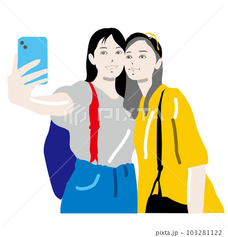 旅行を楽しむ若い女性二人 103281122