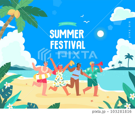 summer holidays vacation Web Banner illustration 103281816