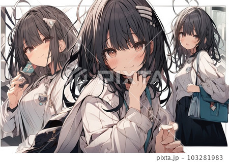 Talented nurse anime girl who works in a bustling city hospital, facing daily challenges with grace and resilience manga style illustration generative ai 103281983