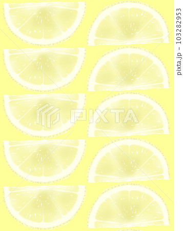 半分にカットされたスライスレモンのイラスト素材 103282953