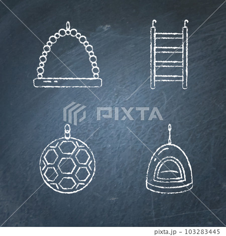 Chalkboard set of accessories for bird in cage Chalkboard set of accessories for bird in cage 103283445