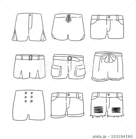 白のショートパンツのイラストセット 白のショートパンツのイラストセット 103284160