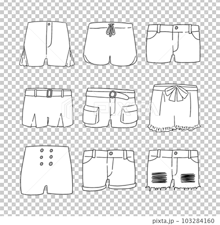 白のショートパンツのイラストセット 白のショートパンツのイラストセット 103284160