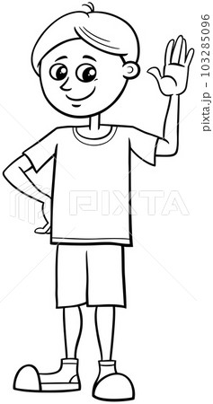 cartoon elementary age or teen boy character coloring page 103285096