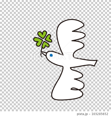 A white dove holding a four-leaf clover in its mouth A white dove holding a four-leaf clover in its mouth 103285652