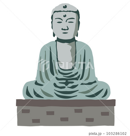 鎌倉大仏　手描きのゆるいシンプルイラスト 103286102