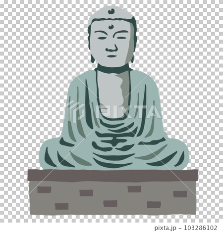 鎌倉大佛簡單手繪插畫 103286102