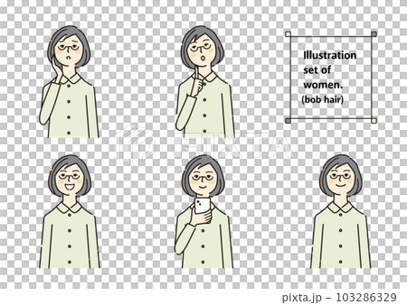 Female material facial expression bob hair Female material facial expression bob hair 103286329