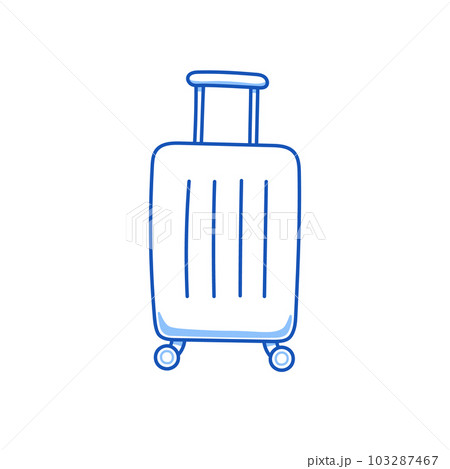 Luggage suitcase doodle. Hand drawn sketch doodle style luggage suitcase. Blue pen line stroke isolated element. Travel, trip concept. Vector 103287467