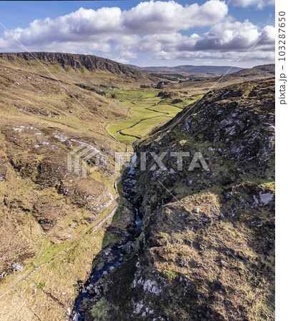 The beautiful area of Meentashask above the Assaranca waterfall in County Donegal, Ireland 103287650