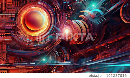 Space abstract landscape, planets and star system, virtual reality, energy source, Generated AI Space abstract landscape, planets and star system, virtual reality, energy source, Generated AI 103287836