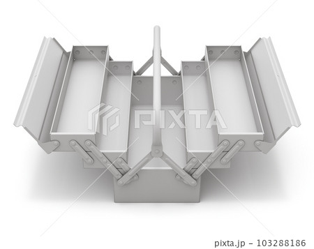 Clay render of cantilever tool box over white background - 3D illustration Clay render of cantilever tool box over white background - 3D illustration 103288186