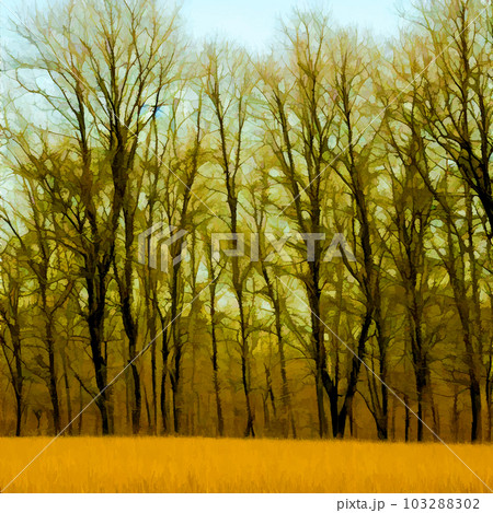 Field and trees. Vector illustration Wildlife background template 103288302