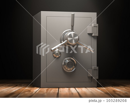 Bank vault safe in dark rooom.. Security and protection. 103289208
