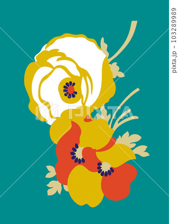 OLGA (1979) "flower power" decorative floral bouquet No.1. Late 1970s fashion style, hand-drawn vector illustration. OLGA (1979) "flower power" decorative floral bouquet No.1. Late 1970s fashion style, hand-drawn vector illustration. 103289989