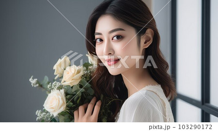 素敵な花束女性 103290172