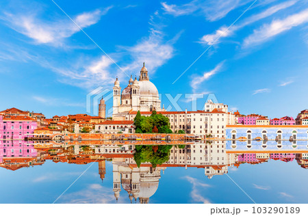 Santa Maria della Salute Church in the Grand Canal, side view, Venice, Italy 103290189