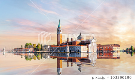 Famous San Giorgio Maggiore Island panorama in the lagoon of Venice at sunset, Italy Famous San Giorgio Maggiore Island panorama in the lagoon of Venice at sunset, Italy 103290190