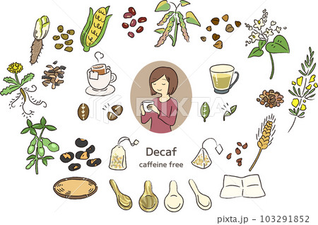 ノンカフェイン（デカフェ、カフェインレス）のお茶と植物 103291852