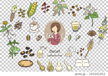 ノンカフェイン（デカフェ、カフェインレス）のお茶と植物 103291852